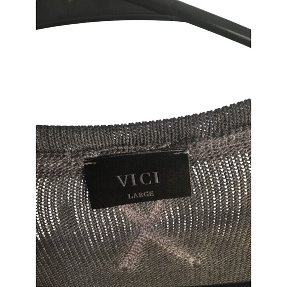 Vici Sweater Women's Size Large Gray V-Neck Raw Hem Long Sleeve - Picture 6 of 7